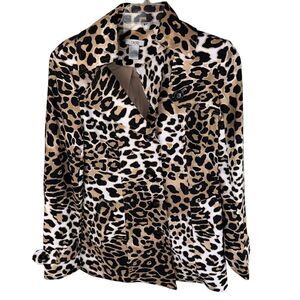 Cache Leopard Trench Coat Womens Size Small Animal Print Y2K Jacket Mob wife